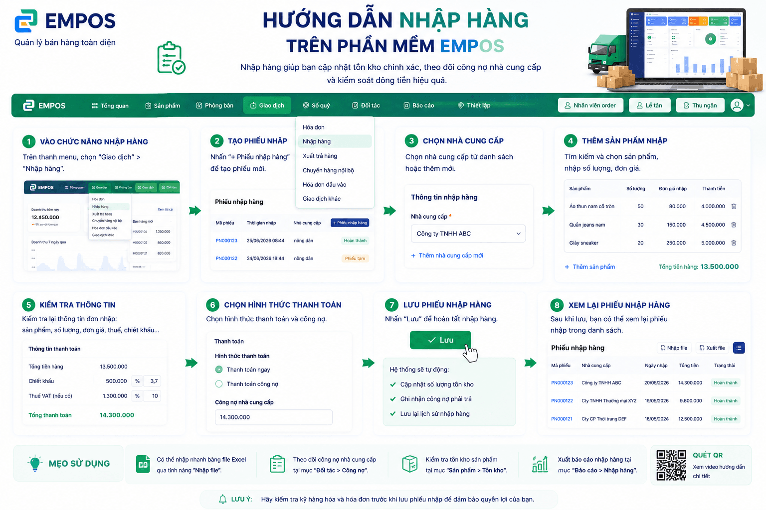 Bước 2 – Nhập hàng